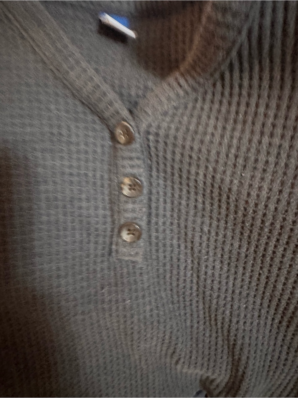 Old Navy Men's Black V-Neck Waffle Henley Sweater